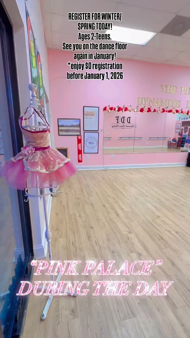 💗✨ Pink Palace by Day vs. Pink Palace by Night ✨💗
By day, it’s all bows, baby buns, and ballet dreams 💕
By night… the Pink Palace turns ALL THE WAY UP 😎🔥
Our Hip Hop + Jazz Combo classes are about to LOVE the vibe!
New studio upgrades =
🎶 lights
📸 TikTok-worthy corners
💃🏽 big energy for the new-age dancers
From ages 2 through teens, everyone gets their moment to shine — whether it’s tiny toes or full-out choreo 🎀➡️🔥
🚨 $0 REGISTRATION (an $80 value!) before January 1
📲 Register online TODAY and secure your spot
The Pink Palace isn’t just a studio… it’s a whole VIBE. 💖✨