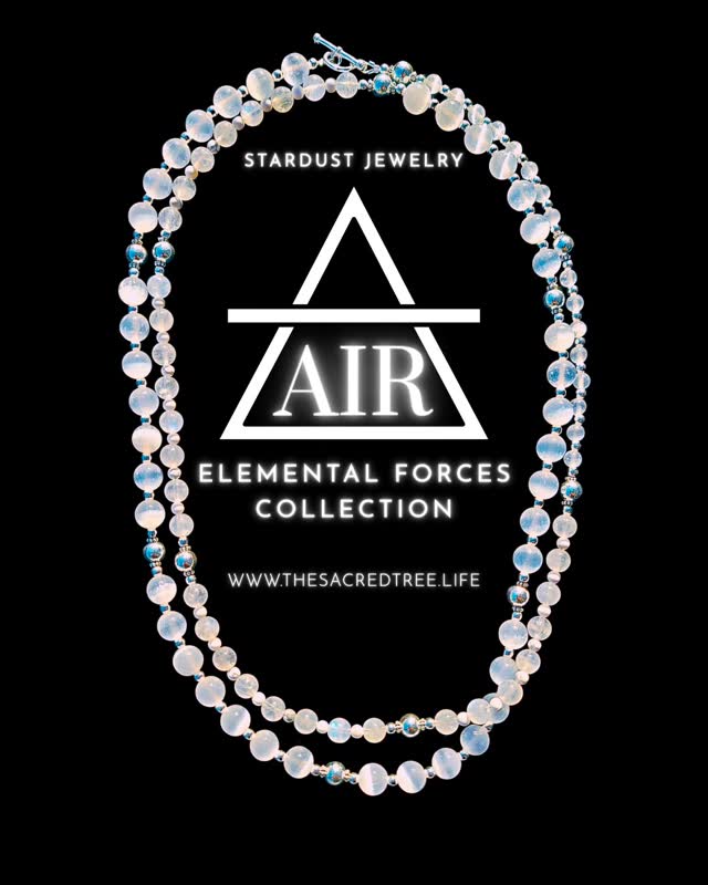 Air is the breath of life, a powerful conduit for consciousness, light, and sound waves. When you connect with the Air element, you align with the most high through meditation, downloads, and clairvoyance.
This ethereal force encourages clarity, communication, and inspiration. It is a realm where thoughts take flight and ideas soar, inviting you to explore the depths of your intuition.
Those influenced by the Air element—Aquarius, Gemini, and Libra—embody the essence of intellect, social connection, and balance. Embrace the freedom of the Air element, and allow it to guide you in your spiritual journey, helping you tap into divine wisdom and higher understanding.
#thesacredtree #stardustjewelry #elemental #forces #collection #alchemy #gemstones #air #necklace #love #eternal