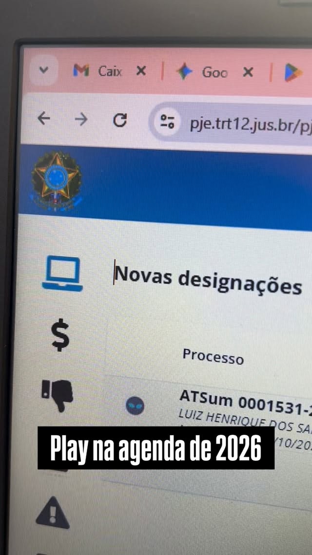 PLAY DA AGENDA 2026 ▶️
A primeira nomeação com prazo para 2026 já chegou por aqui.
Isso significa que minha agenda para cálculos em processos judiciais e extrajudiciais já está oficialmente aberta para 2026.
Se você é advogado(a) e já tem ações em andamento ou previstas para o próximo ano, esse é o momento ideal para:
• planejar os cálculos de liquidação com antecedência;
• organizar perícias e assistências técnicas;
• evitar correria em prazos de última hora.
🎯 Já estou recebendo trabalhos com prazos em 2026.
Quer se organizar também?
Me chame no direct ou comente “AGENDA 2026” que eu entro em contato.