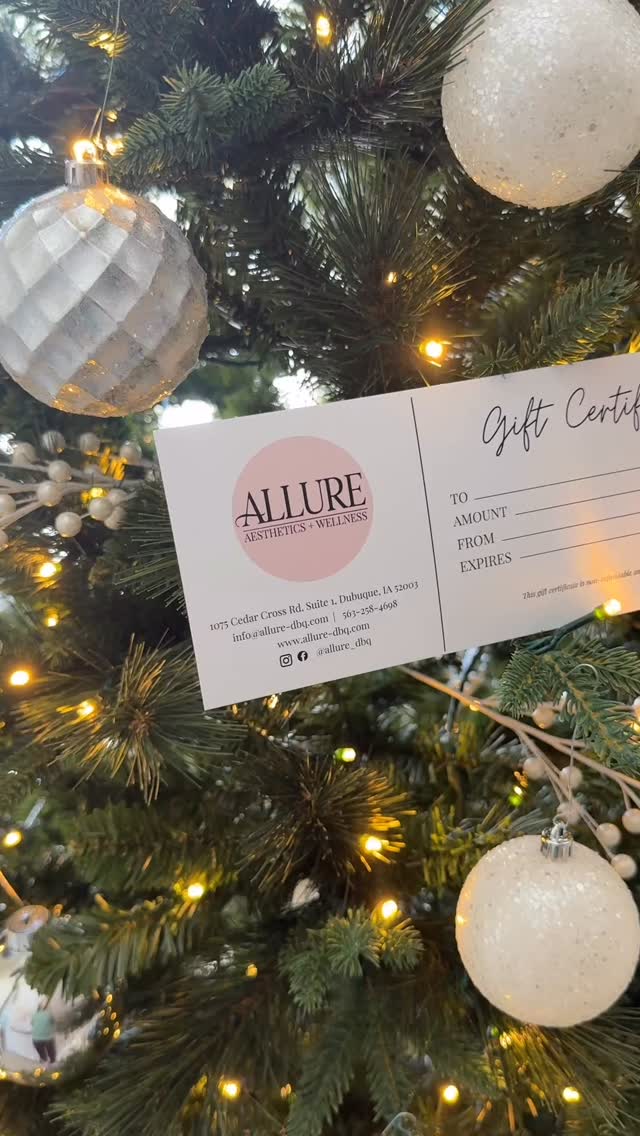 šAll I want for Christmas is a gift certificate to Allure Aesthetics + Wellness!
.
Not sure what to get the person who has everything? Or a gift for yourself?!
.
Allure has something for everyone- IV infusions, Botox/Dysport, filler, Sculptra, dermaplaning, vitamin injections, skincare, microneedling and more!
.
The best part... you don't even need to leave your house, you can buy your gift certificate online in any denomination! It can either be mailed to you or electronically applied.
.
Shop here šš»
š»www.allure-dbq.com/shop
š 563-258-4698
š§ info@allure-dbq.com
.
Nicole Powers, ARNP, AGNP-BC
@nicolepowers_np
#dubuque #dubuqueiowa #iowa #nursepractitioner #dubuqueia #aesthetics #nurseinjector #midwestmom #wellness #botox #christmas #christmasgiftideas #giftideas #treatmyself