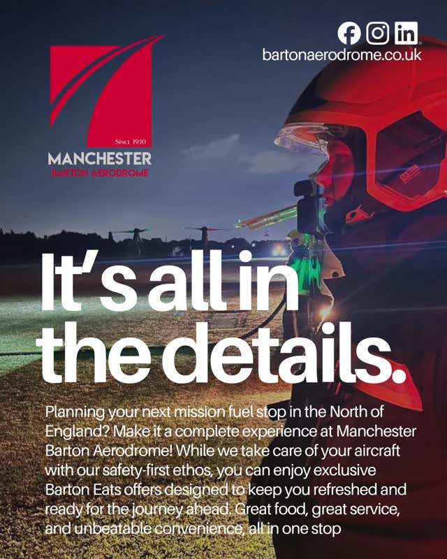 🚁 Military Crews – Barton Delivers! 🇬🇧
Welcome to Manchester Barton Aerodrome, where we provide specialist services for visiting military crews:
✅ F34 Jet Fuel – Always available.
✅ Pressurised Rotors-Running Refuelling – Fast, safe, and mission-ready.
✅ CAT 1 RFFS – Safety first, always.
✅ Barton Eats – The ultimate crew perk! Choose from your favourite local fast-food outlets:
🍔 Five Guys | 🍟 McDonald’s | 🍕 Domino’s | 🍗 KFC
Whether you’re on a quick stop or a longer stay, we make sure your visit is smooth, safe, and satisfying.
📍 Manchester Barton Aerodrome – Your trusted base in the North West.
📞 Contact us today to arrange your next visit!
#MilitaryAviation #ManchesterBarton #militarycrew #ch47 #h64 #aw159 #eh10 #militarypilot #cv22 #knife