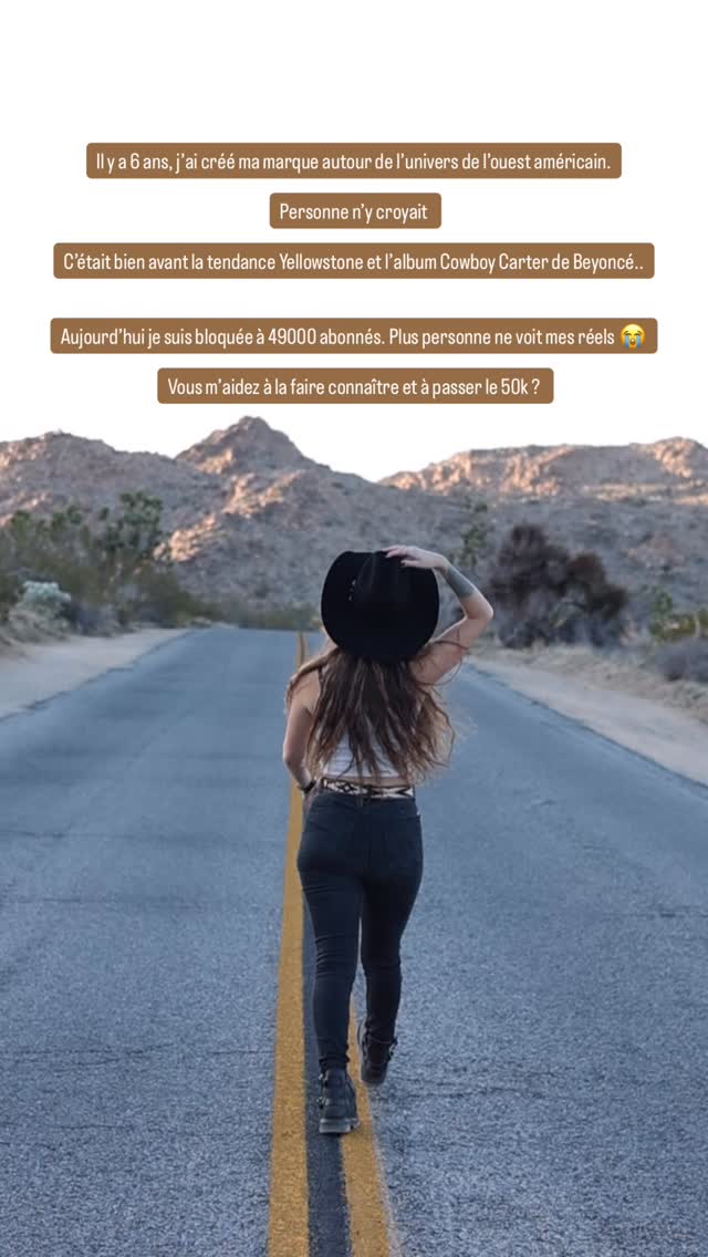 C’est quoi cette visibilité Instagram ? 🙄
J’ai fondé ma marque il y a 6 ans quand personne ne croyait à mon univers.
Aujourd’hui on voit fleurir ce mood western de partout, depuis la série Yellowstone et l’album Cowboy Carter de Beyonce.
Malgré le fait que la tendance ce soit développé la visibilité sur les réseaux est en chute libre.
Je me bats chaque jour pour continuer de faire vivre ma marque et faire vibrer les gens à travers mon univers.
Mais ça devient vraiment difficile 🥹
M’apporterez vous votre soutien ? 🤍
#createurfrançais #westernlifestyle #helpme