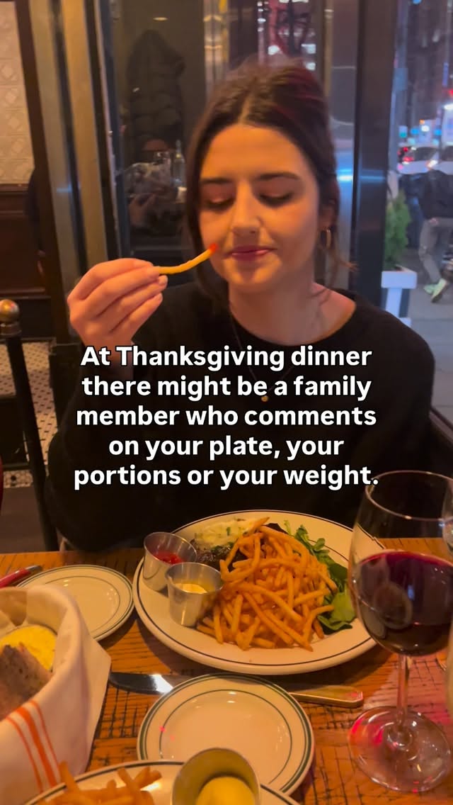 “Careful with those appetizers, you don’t want to lose your girlish figure….”
Yes, it’s a real comment I got at a recent holiday event.
Yes, I wanted to flip him off with both hands.
But here’s what I actually did and what you can do tomorrow if someone decides to project their food or body shit onto you.
1. Take a breath. You’re not the problem.
2. Remember, people comment like this when they’re insecure, or when they care about you but are socially clueless (usually boomers sry) and don’t know how to deal with said insecurity.
It’s annoying af, but letting that shit slide off without making it mean something about you will keep you grounded. Because none of those comments are ever actually about you, it’s a mirror of their own bs.
And what you choose to eat or not eat? That’s between you, your goals, and maybe your coach (hi, it’s me).
If you want support navigating this kind of food noise, my DMs will be open… between my own hefty bites of potatoes and pie. <3
Love you.