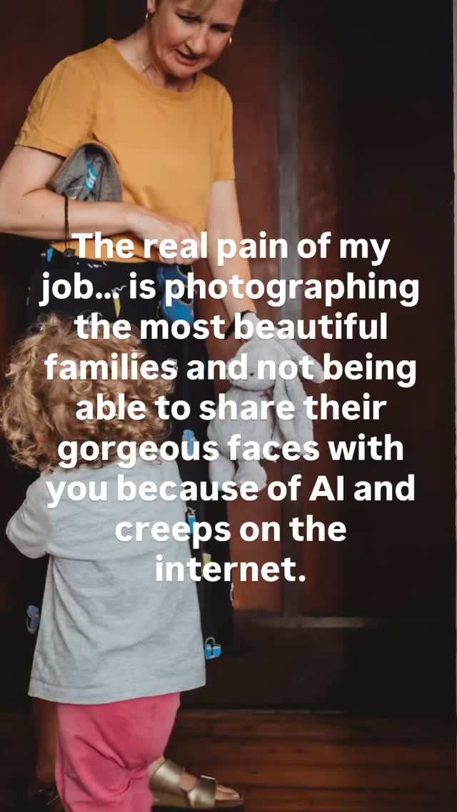 One of the realities of working with families with young kids today is choosing privacy over publicity. As much as I adore capturing the most beautiful faces I choose not to share them online to protect them in a world increasingly becoming shaped by AI and people with the wrong intentions.
Know that your images are not paraded on my feed for predators to view. Only for you and your albums. Your privacy and especially that of kids is so important to me and major focus of my business.