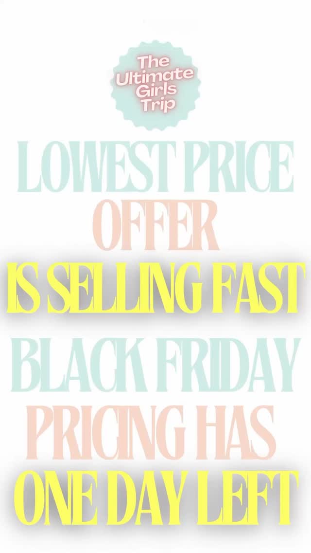PSA for the women who don’t sleep on opportunities (AKA: YOU!)
Black Friday pricing for the Ultimate Girls Trip disappears TOMORROW. 🚨
No more “I’ll think about it.”
No more “maybe next time.”
This is the lowest price we’ll ever offer — and once it’s gone, it’s gone.
Tickets are selling fast and spots are very limited.
Rich girls don’t wait… they claim their spot. 💅
By invite only. Join the waitlist + secure your invite.
#ultimategirlstrip #proofitspossiblepodcast #jamiefrancis #daylesheehanbritton
