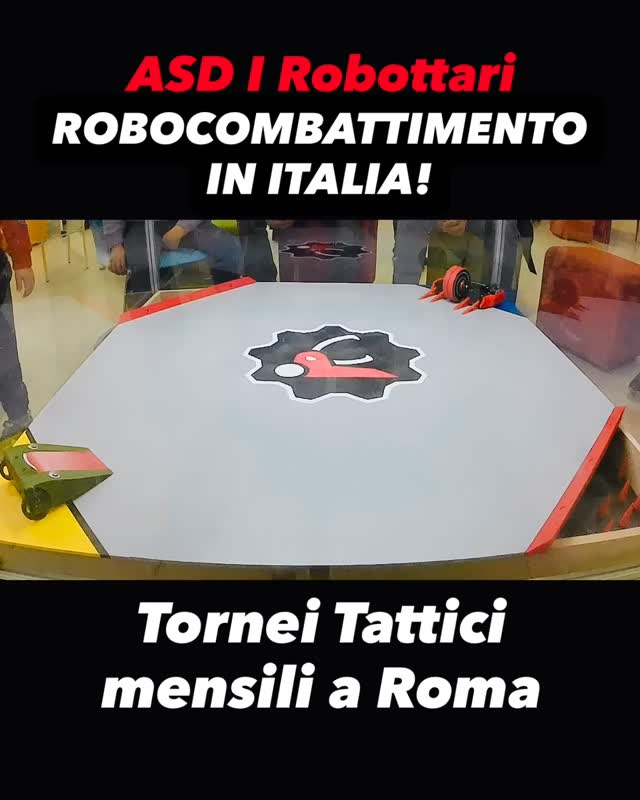L’Associazione Sportiva Dilettantistica I ROBOTTARI è la prima e unica in Italia a promuovere lo sport di Robocombattimento!
Organizziamo anche con cadenza mensile tornei Tattici (non distruttivi da 150g) su Roma e dintorni.
Il Campionato 2026 sarà su 10 tappe sparse per la Capitale, e i nostri soci possono partecipare con il proprio robot o usando uno dell’Associazione!
Per info su tesseramento ed eventi vai su www.irobottari.com
#combatrobots #antweight #battlebots #italy