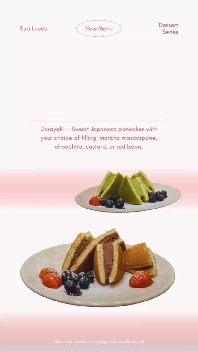 Dorayaki — traditional Japanese sweet pancakes and one of our most loved desserts! 🥞✨
Choose from four flavours: red bean, chocolate, custard, or matcha mascarpone.
Come and pick your favourite! 🤤🤤
#sukileeds #japaneserestaurant #leedsfoodie #japanesefood #sushilovers #tokyo #japan #leeds #dessert