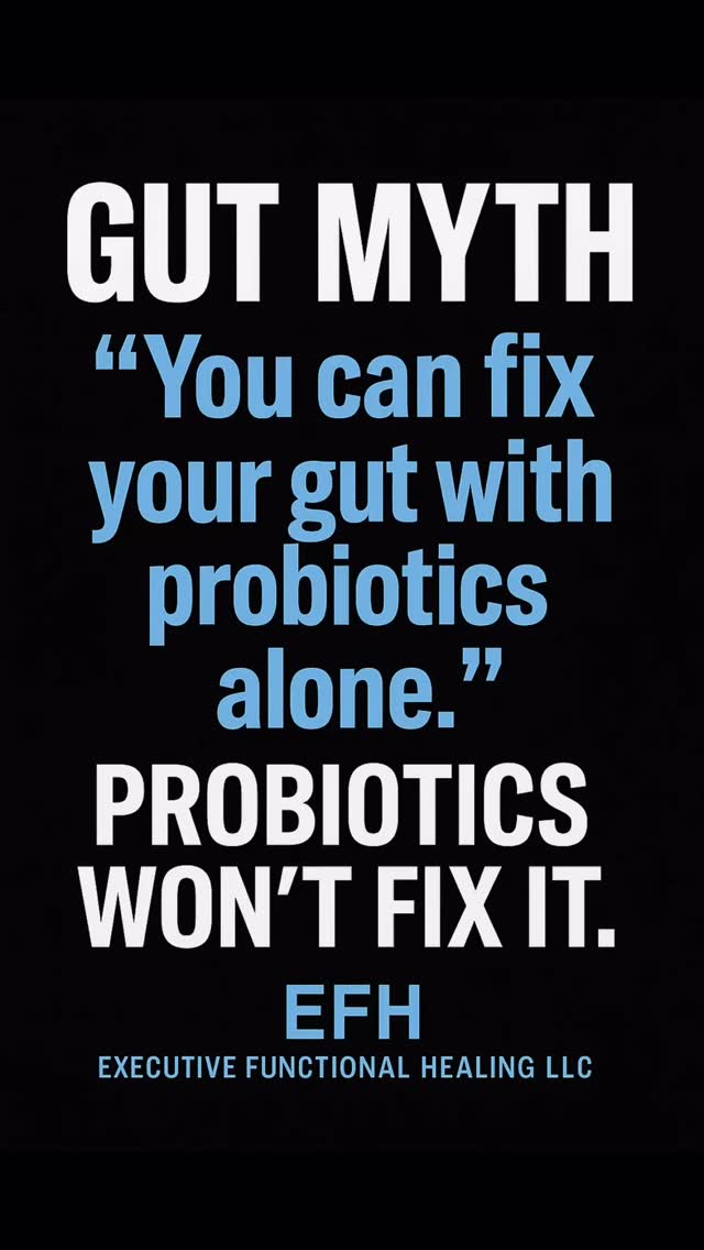 Gut Myth. Probiotics won’t fix your gut.
A probiotic alone won’t repair inflammation, microbiome imbalance, low stomach acid, nutrient deficiencies, or poor digestion. Your gut needs deeper support, not surface-level solutions. When you address the real root cause, everything changes — your energy, digestion, sleep, mood, and metabolism.
If this hit home. Tell me which gut symptom you feel the most. #executivefunctionalhealing #guthealthtips #rootcausehealth #holistichealing #microbiomehealth gutreset healyourgut digestivehealth wellnesstips functionalmedicine guthealthmatters healthtruths