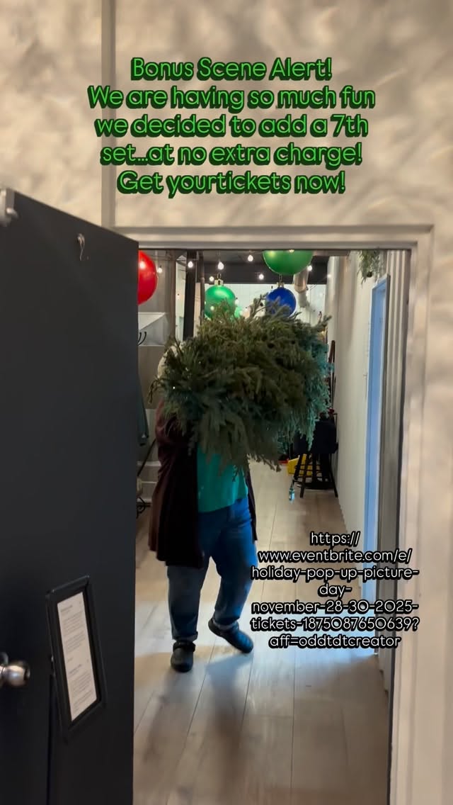 Set up is in full effect!! Get your tickets now! Pop Up Picture Day is almost here! This Friday, Saturday and Sunday at Spare Room Studios!! 100 Brown Ave in Chesterton. $10 per person (or pet) for a whole hour of content creation. 10 minute time limit per set with this bonus scene as our gift to you!
https://www.eventbrite.com/e/holiday-pop-up-picture-day-november-28-30-2025-tickets-1875087650639?aff=oddtdtcreator