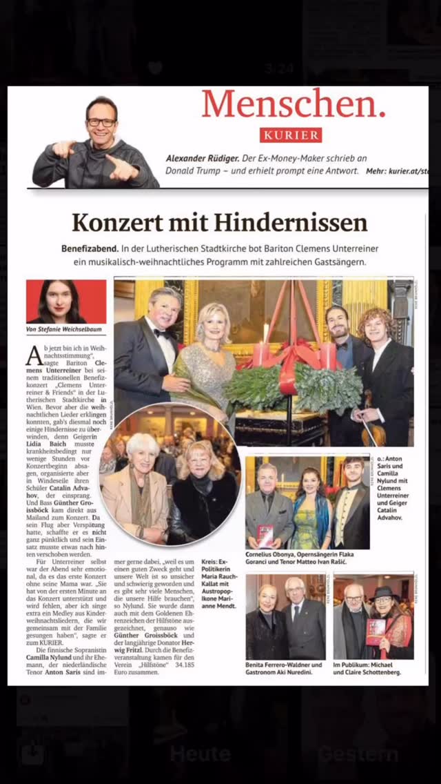 Unterreiner & Friends 🎶 WEIHNACHTEN der STARS 🎄34.000.- Euro an die HILFSTÖNE - Musik für Menschen in Not 🙌 DANKE @Clemens Unterreiner @hilfstoene #ClemensUnterreiner #unterreiner #kammersänger #weihnachten #christmas #concert #konzert #charitygentleman #hilfstoene #benefiz #operasingers #musik #news #OperaNews 📸©️| Tuma | Tischler | Brunhölzl | HILFSTÖNE