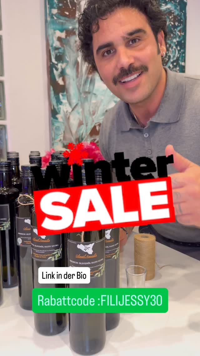 🫒 Premium Olivenöl Aranzulla – 30% Rabatt
Entdecke unser 100% reines, kaltgepresstes, biologisches Olivenöl aus Sizilien, traditionell von Hand geerntet.
Mit dem Code FILIJESY30 erhältst du 30% Rabatt auf deine Bestellung!
🎁 Perfekt als Weihnachtsgeschenk
🚚 Ab 100 € Gratisversand
👉 Jetzt bestellen: www.olivenoelaranzulla.de
#olivenöl #sizilien #bioqualität #geschenkidee #familienbetrieb