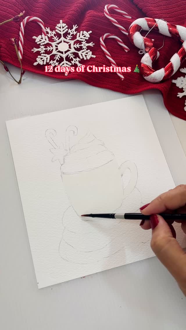 A warm cup of hot chocolate in watercolors for Day 5 in 12 days of Watercolor Christmas ( Class Link in bio ❤️) I got a few grinch comments on facebook complaining of too much Christmas on the feed but I m not gonna let that derail this festive train😂 Wishing you a fun and creative day ahead✨
.
.
.
#watercolorpainting #watercolorartist #watercolorart #christmasseason #giftideas #handmadegreetingcards #greetings #hotchocolate