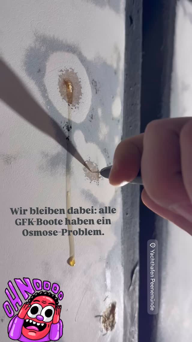 #osmose
Böse Überraschung beim #Refit des Unterwasserschiffes. Große Osmose-Blasen.
Hoffen wir für den Eigner, das es nur lokal ist.
#boot #yacht #gfk #gfkboot #yspm #yachtservicepeenemünde #bootsbau #yachtservice #osmosesanierung