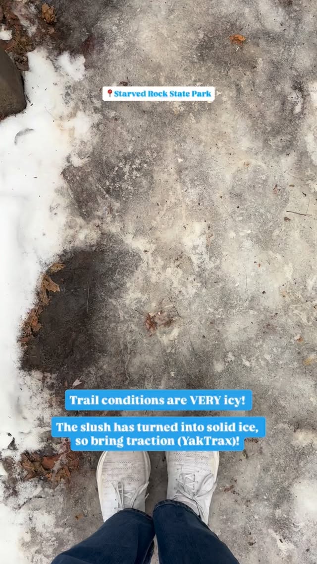 If you plan to be hiking Starved Rock or Matthiessen this weekend, make sure to plan for icy trail conditions. Bring extra traction for your shoes and boots and take your time.
Video captured (12/11/25)