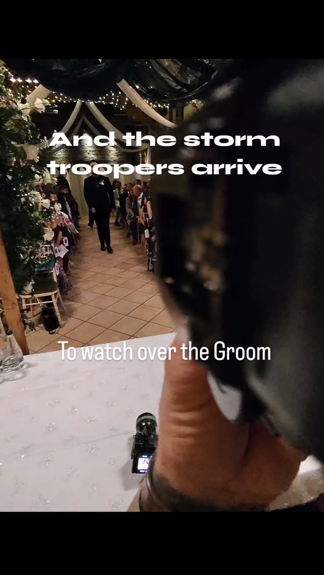 #starwarswedding what fun and what an entrance, the grooms men arrive and march in to the ceremony. #brideandgroom #weddingvideography #ukweddings #weddingfilm #weddingphotographer #metawedding #btswedding @munson_jay @elmsbarnweddings @meganvking