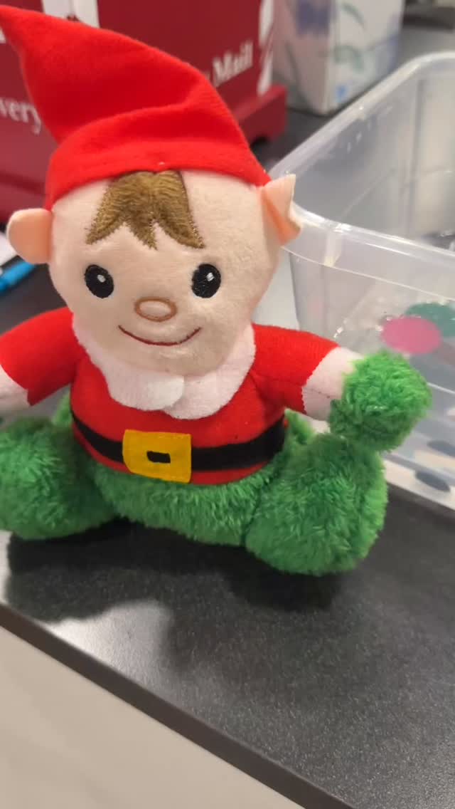 Meet Simpson, the office elf who uses AAC to communicate. Even with all this fresno fog his snowman still melted! ☃️