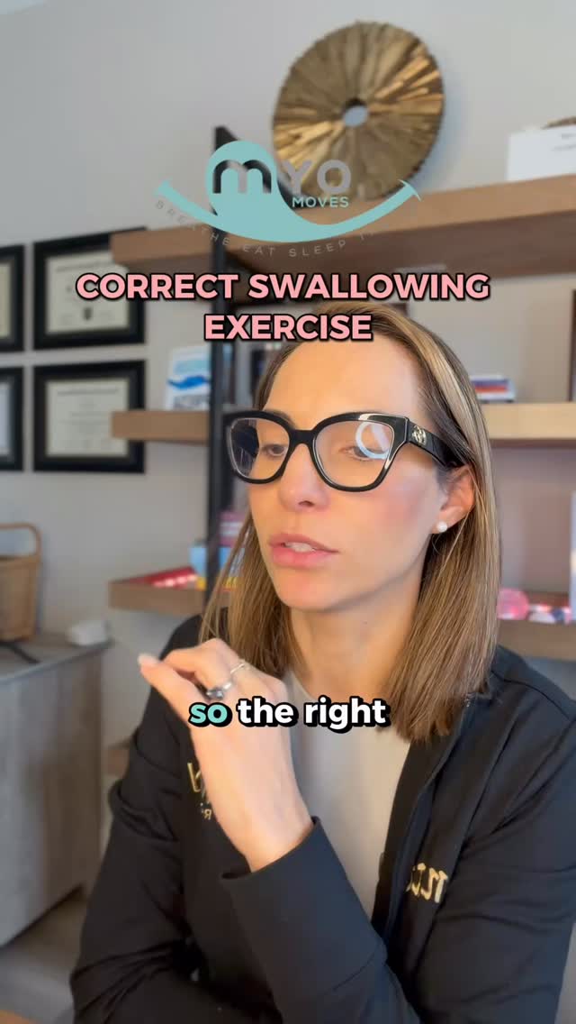 Ever wondered what a proper swallow actually looks like? 👅💧
Let’s dive into the mechanics! Correct swallowing is a huge piece of the puzzle when it comes to healthy breathing, facial growth, and keeping that airway open.
Hint: your lips shouldn’t be doing the work, your tongue should!
In this video, we’re breaking down the mechanics of a healthy swallow using a simple straw exercise. Here’s what should happen:
✨ Tongue Back → Tongue Up - When you sip through a straw, the tongue moves back to bring the liquid in. When you swallow, the tongue moves forward and up to the spot on the palate (your tongue’s home base!).
✨ No Cheek Puffing, No Lip Squeezing - The liquid should stay right on top of the tongue - not get pushed into the cheeks. We want power, not compensations!
✨ The “Spot” Matters - The front third of the tongue presses into the palate and stays stable while the rest of the tongue performs a peristaltic wave to move the liquid back. That’s your healthy tongue movement!
✨ Posture Counts - Feet flat, knees at 90°, shoulders relaxed, chin neutral. Your swallow is a whole-body movement!
A correct swallow is quiet, efficient, and powered by the tongue. If your swallowing feels effortful, messy, loud, or lip-heavy, that’s your sign to look deeper and start practicing this movement!
Try it out! Let me know in the comments if you are able to do this correctly, if not... we can help! 😉