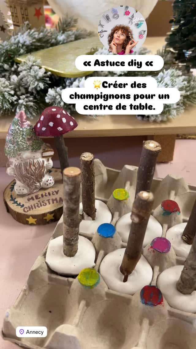 Astuce DIY .
Créer des champignons en plâtre pour une décoration de table.#décodenoël #quefaireaannecy #ateliercreatif #doityourselfproject