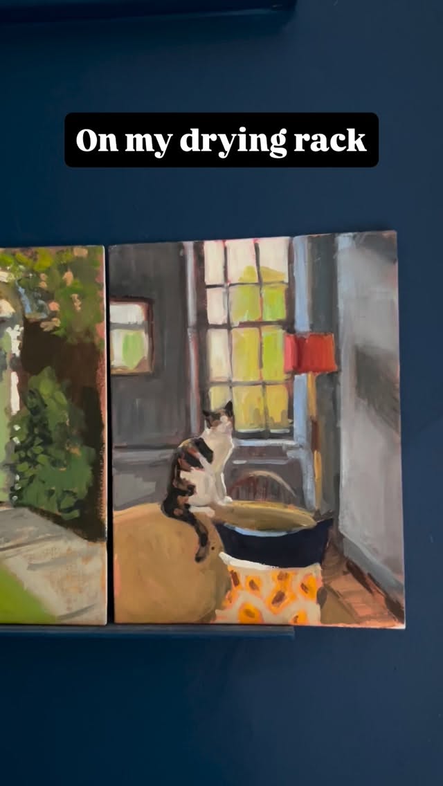 I’ve been working hard on some very small cat paintings. Here they are along my drying rack. They will be dry and ready for Christmas if anyone is interested. DM me.
#cats #oilpainting #suffolkartist #woodbridge #artforsale #suffolkart #buyart #catselfie #catscatscats #catsfollowers #orangecats #dailycats #catslovers #cats_of_instagram #beautifulcats #catsrule