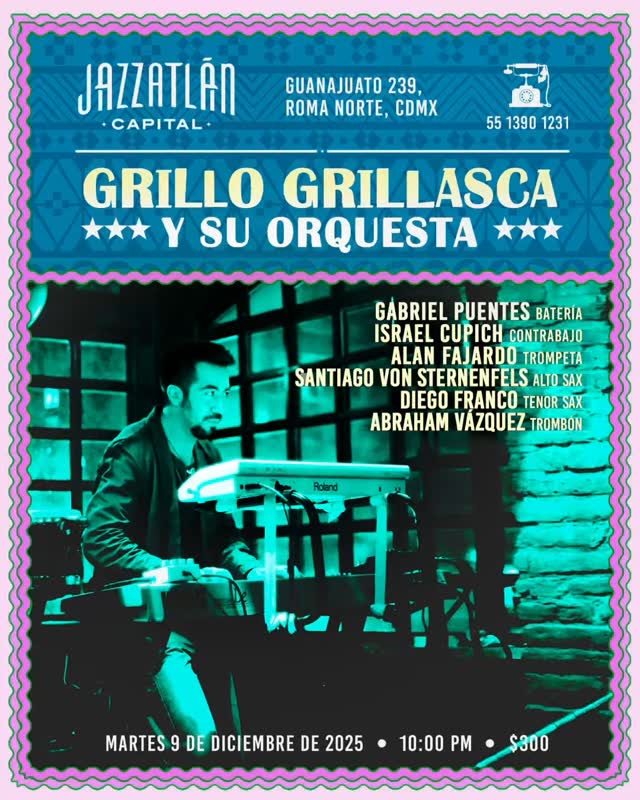 Con mucho gusto y emoción les invito este próximo martes 9 de Dicienbre a @jazzatlancapital a escuchar esta bella orquesta que festejará su génesis, presentando algunas de las piezas de jazz que llevo componiendo desde hace varios años.
Tengo la fortuna de compartir escenario y presentar esta música junto con varios de los músicos que más admiro y que son máximos representantes de la escena nacional del jazz.
@gabrielpuentes1 , @israelcupich , @abraham_vazquez_bone , @santiagovonsternenfels , @friegoprodokshons , @fajardo_drumpet !!!
🎼🎶
La cita es a las 9:30pm y tendrá un costo de $300.
Ojalá puedan acompañarnos y festejar la vida, música y fin de año con nosotros! 🔥⚡️
-
Gracias a mi amado hermano @vet0re por tan maravilloso cartel 🌊