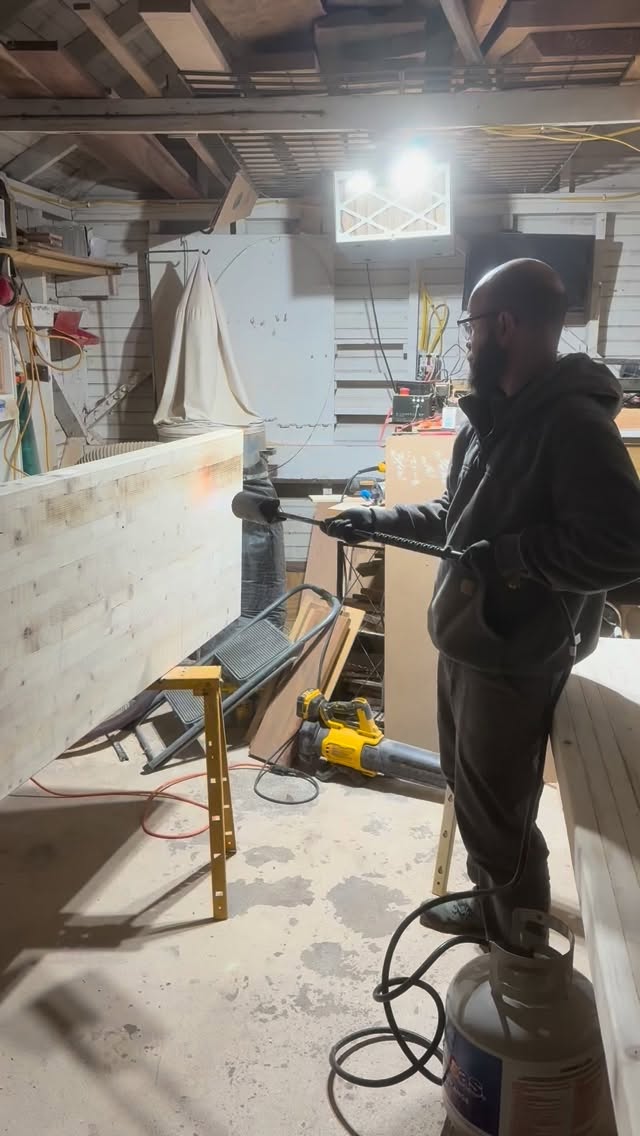 Staying warm in the shop this week! Getting ready to start pouring epoxy over these bars this weekend and planning on installing them by then end of the week.
