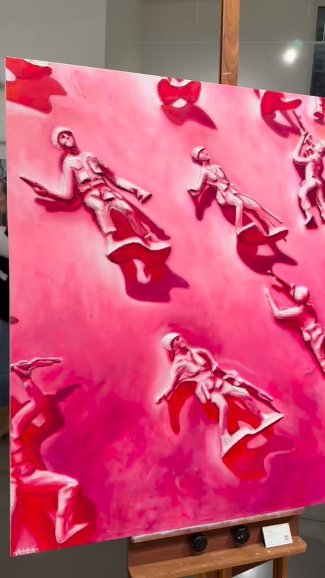 Last night at the Foundry Art Centre was a BLAST! THANK YOUUUU to everyone who came out to enjoy the 8x8x8, it was such a huge TURNOUT! So much talent in one building. The exhibition will be available for viewing (and buying) until December 13th. Make the trek, it’s worth it! Special thanks to Angie Lavin for the video of my space! #alexjohnmeyerart #foundryartcentre #stlouisartist #toypaintings #zebracake #flamingo #ken #texturedpainting #8x8x8