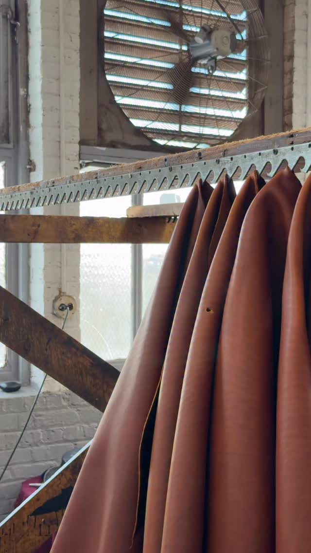 Friday at the oil/wax line! It’s chilly outside but it’s nice and warm by the heaters! #madeinamerica #leather