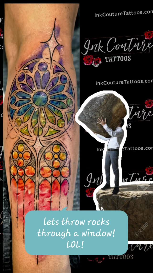 Isn't there a saying about throwing rocks through windows? LOL! #mttattoos #rock #throwback
