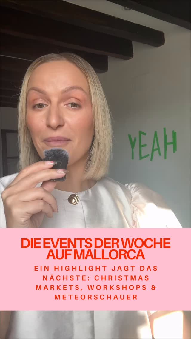 ✨ Cabra Blanca Christmas Menü in Santa Maria:
Gemütlich, festlich, richtig lecker ✨
Das Cabra Blanca in Santa Maria serviert an drei Wochenenden im Dezember ein weihnachtliches 3-Gang-Menü, das perfekt ist für ein Dinner zu zweit, ein Friendsmas, ein Team-Weihnachtsessen oder einfach einen stimmungsvollen Jahresausklang.
Für 65 € pro Person bekommst du saisonale Küche, schöne Atmosphäre und den typischen Cabra-Blanca-Vibe und das mitten im Herzen von Santa Maria. 🎄🍽️
📍 Santa Maria del Camí
📅 Drei Wochenenden im Dezember
💶 65 € p. P.
Tipp: Unbedingt früh reservieren, denn die Plätze sind begrenzt und die Weihnachtsmenüs immer schnell voll. ✨
Und wie jede Woche gilt: Überall auf der Insel laufen aktuell Weihnachts- & Wochenmärkte. Die komplette Übersicht findest du in meinem Reel „Weihnachtsmärkte“. 🎄📌