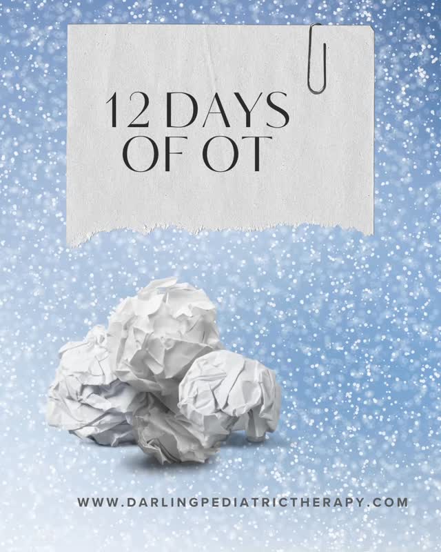 🎄 12 Days of OT – Day 5
✨ Day 5 of #12DaysOfOT! ✨
Today’s activity: Core Strength Snowballs!
❄️ Activity: Roll up socks, crumple up paper, or use soft balls to make “indoor snowballs.” Have kids lie on their back and toss the snowballs at a target (like a laundry basket). This strengthens core muscles, improves coordination, and keeps things playful and safe indoors.
💡 Tip for parents: Encourage slow, controlled movements and aim for multiple reps. You can switch it up with overhead throws, side throws, or a “snowball pass” while sitting tall to challenge posture and stability.
#PediatricOT #GrossMotorPlay #HolidayOT #CoreStrength OTActivities 12DaysOfOT