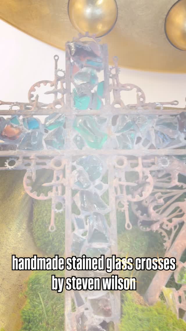 These gorgeous handmade stained glass crosses by Steven Wilson are available now @thefoyerbr #stainedglass #cross #gifts