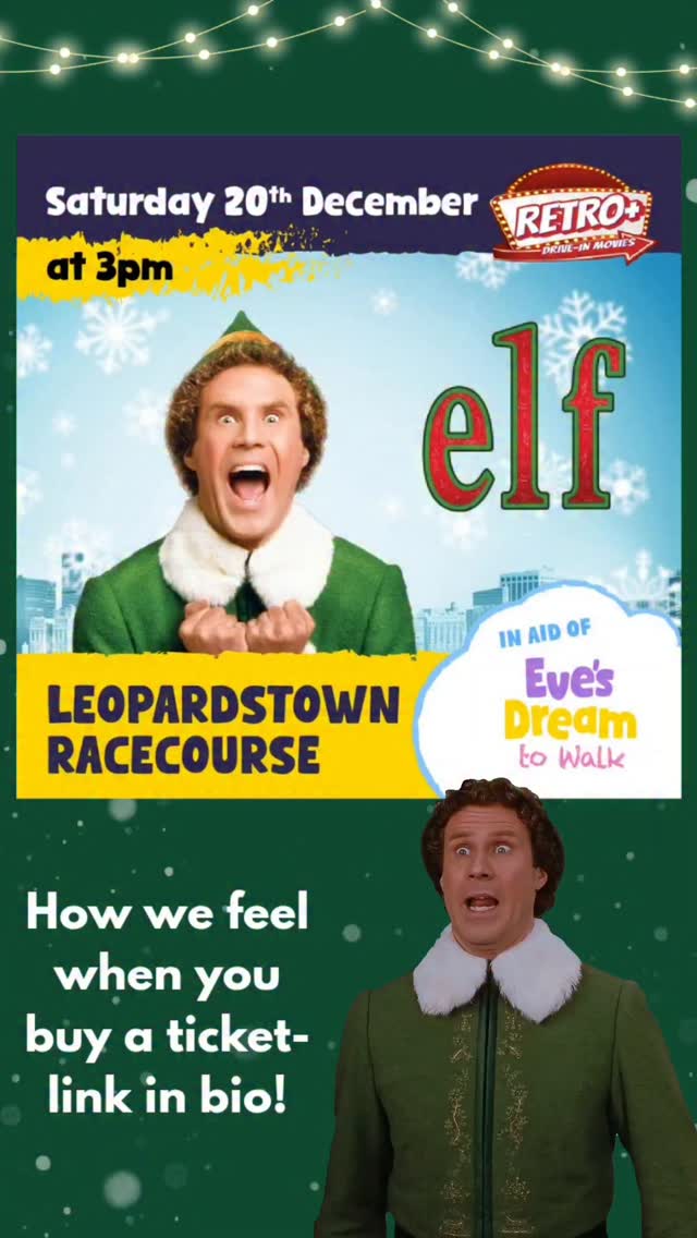 Buddy the Elf approves. 💚
See you Dec 20th, all for Eve’s Dream To Walk. ✨
Ticket 🔗 in bio.
#evesdreamtowalk #elfmovie #retrodrivein #christmasindublin #dublinevent