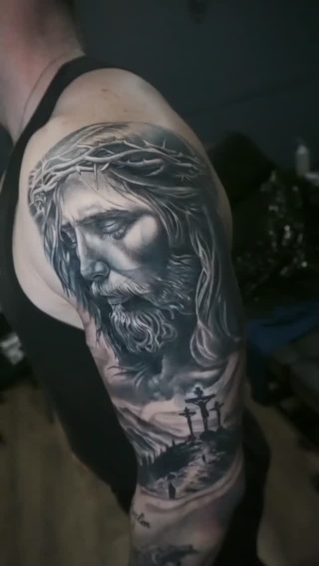@marie.nik.tattoo
Healed religious sleeve
Style - black and grey realism.
Enquiries - info@lost-tower.co.uk
#religious #religious tattoo #blackandgreyreligoustattoo #blackandgreyrealism #blackandgreytattoo #jesus #jesustattoo