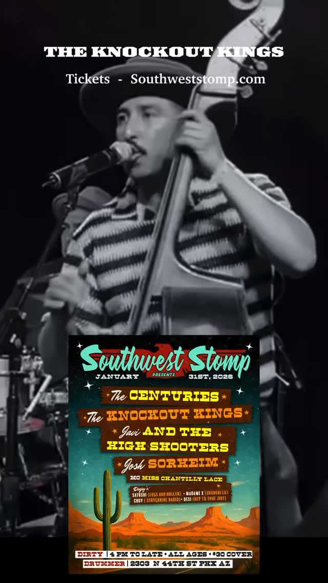 Band spotlight #3
THE KNOCKOUT KINGS
Hailing from sunny Santa Ana these fellas bring more than a 1-2 punch to the stage! Wild late 1950’s rock and roll at its finest!
Wild records sure knows how to find talent. We’re super excited to bring some talent like these guys to Southwest Stomp!
These guys have never played in Phoenix! Get ready to take a combo to the ear and get knocked out!