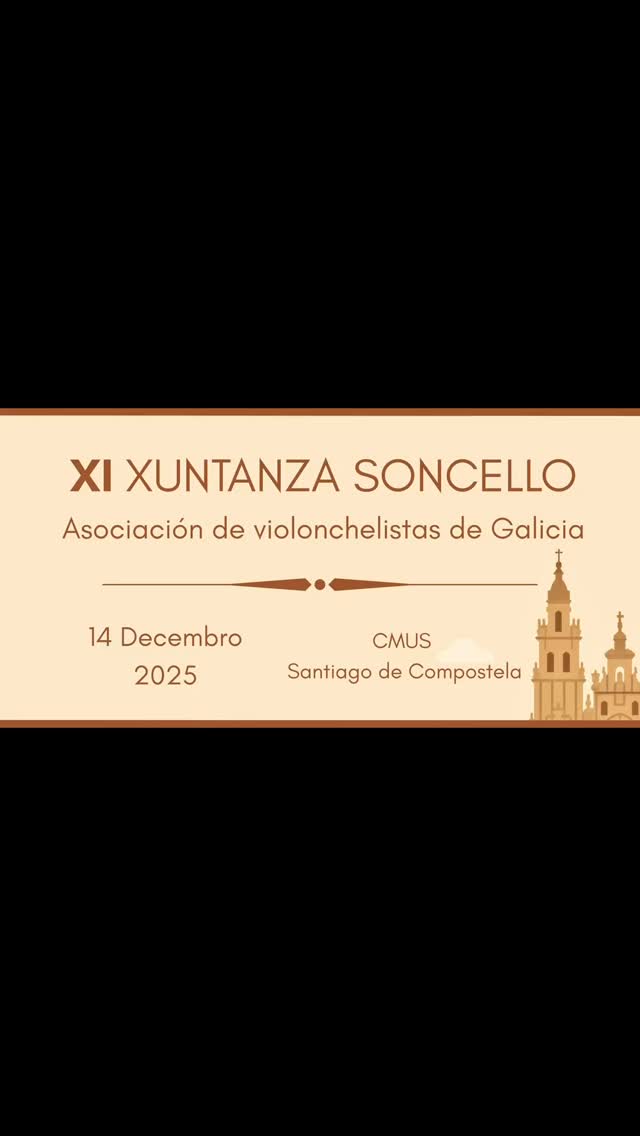 🎻 XI Xuntanza Soncello!
Por aquí vos deixamos un pequeno resumo do que foi unha xornada chea de reencontros, música e aprendizaxe. Moitas grazas a todos os socios e socias que vos achegastes a Santiago para pasar o día xuntos!
Grazas tamén aos luthiers que viñeron expoñer os seus violoncellos e arcos; a Iago Domínguez polas masterclasses, e a Iván Nogueira pola dirección da orquestra. Ao CMUS de Santiago por acollernos, e á cafetería pola comida e a merenda.
Tamén queremos agradecer á Deputación da Coruña polo seu apoio, e por suposto a todo o equipo directivo de Soncello pola organización.
Vémonos o ano que vén! 🎶✨