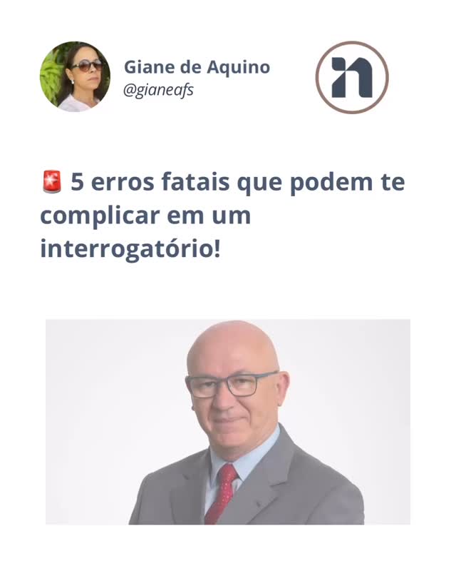 🚨 5 ERROS que podem afundar você num interrogatório!
📲 Segue @gianeafs e aprenda a se proteger com estratégia!
Muita gente se prejudica por puro nervosismo ou por achar que tá “ajudando” o processo.
Mas se você cair nesses erros, a situação pode piorar (muito!):
❌ Falar demais sem advogado
❌ Mudar o que foi combinado
❌ Dar respostas desnecessárias
❌ Mentir sobre o passado
❌ Esquecer que pode ficar em silêncio com algumas pessoas
⚠️ Um erro no interrogatório pode custar sua liberdade!
💬 Comenta “QUERO” se quiser entender mais sobre como se defender com inteligência!
📤 E compartilha com alguém que PRECISA saber disso!
#interrogatório #direitopenal #defesacriminal #reelsjurídico #advogadacriminalista #seusdireitos #naosecomplique