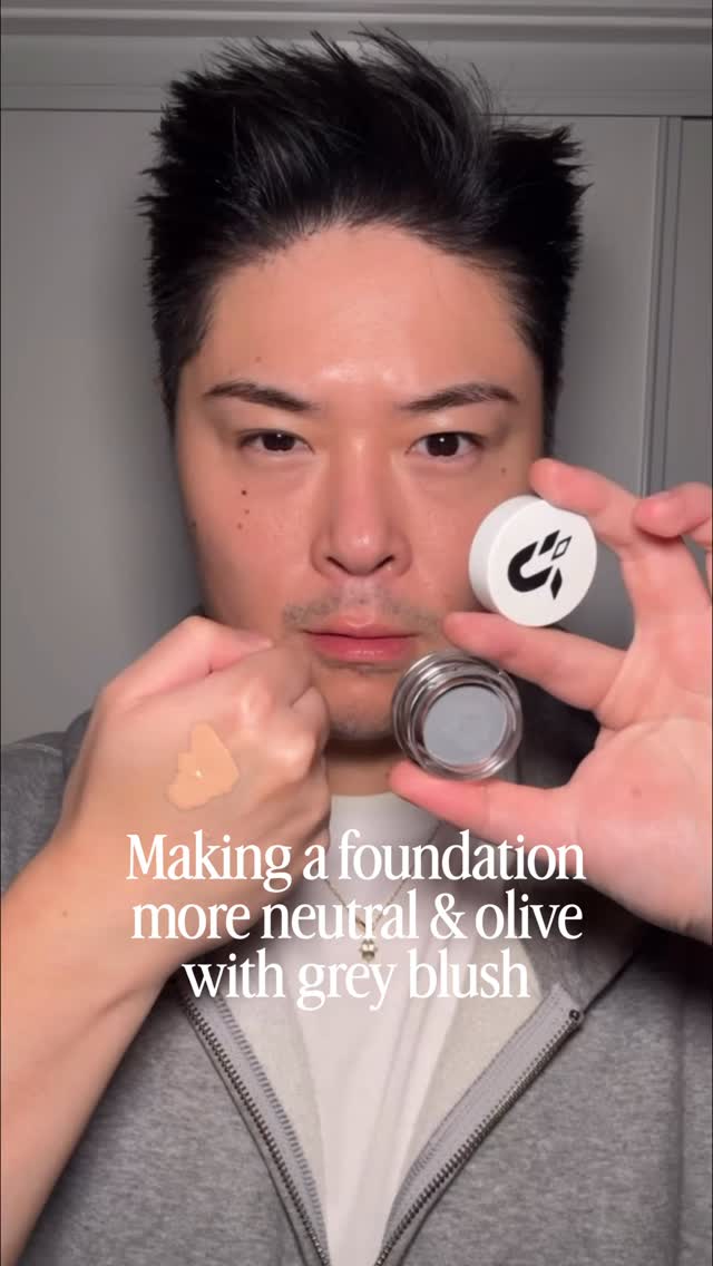 Sometimes a little touch of grey is all you need to fix a foundation that is too vivid, warm, and orange.
Used our cool grey cream blush “Dust” from the Smoked Collection to tone down this foundation that works decently well for me in the summer, but is a tad warm and orange for me in the winter.
You can see in the side by side swatch how a little dot of grey really changed the tone. The end result looks a bit more muted and olive. Of course if your foundation is way off to begin with, no amount of grey will fix it haha.
I know many of our customers already use Dust to adjust blushes, but definitely try it with your foundation sometime if you’ve got one that’s a little too warm and bright! 🌿🌿🌿
#creamblush #olivemakeup #indiemakeup