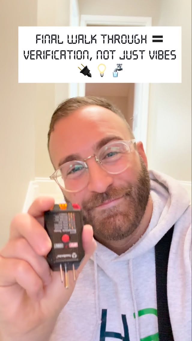 Final walkthroughs aren’t just about vibes.
They’re about verification.
We’re confirming:
• Repairs were completed as agreed
• Systems still function
• No new damage since inspection
• The home matches the contract
This is where a diligent Realtor is prepared — tools in hand, contract terms in mind — to make sure everything works and everything aligns before closing.
Details protect buyers. Always.
And THEN we can talk vibes, because you’re closing on a home!