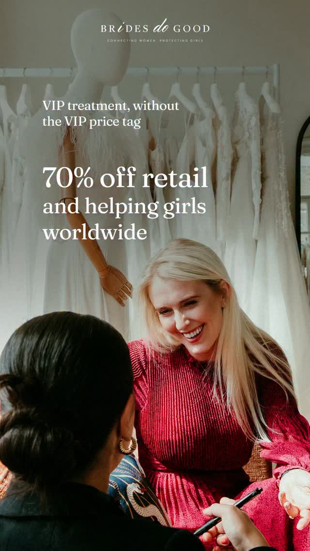 VIP treatment, affordable prices and real impact is what Brides Do Good is all about. We will be open until the 23rd December and be back the 3rd of January offering you pre-loved designer gowns for up to 70% off original price and always ready to help you find your dream gown.
