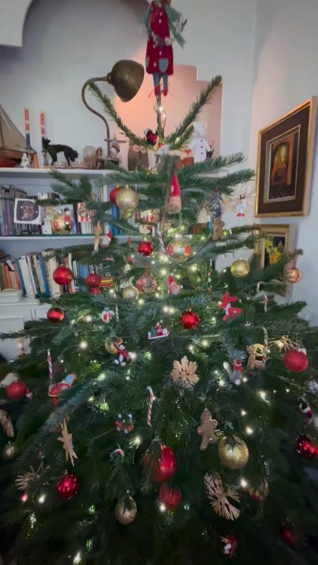 Finally got round to digging out the old decorations and Christmassyfying our house. Most people have sweet little angels or glittery animals to remind them of their childhood.. I have EVIL SANTA. He lurks in the decoration box waiting for me hide him on our tree for my kids to find - a Christmas tradition. Anna (25) found him in a trice.