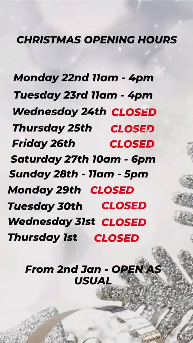 🎄 CHRISTMAS OPENING TIMES! 🎄
As always, booking is highly encouraged! The link is in our bio
Have a wonderful merry Christmas, from Gem & Franki! 🎅🎄