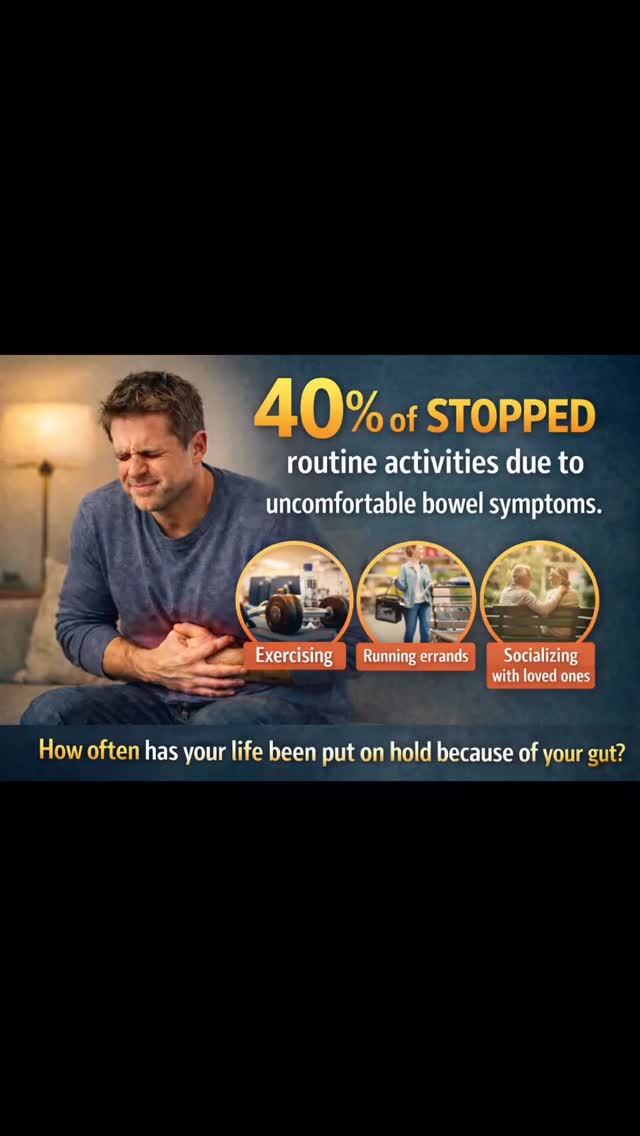 Forty percent of people stop routine activities because of uncomfortable bowel symptoms.
That is not just discomfort.
That is missed workouts.
Missed plans.
Missed moments with people you love.
Your gut impacts far more than digestion. It impacts how you live.
How often has your life been put on hold because of your gut?
#GutHealthJourney #DigestiveSupport #RootCauseHealing #FunctionalMedicine #WholeBodyHealth