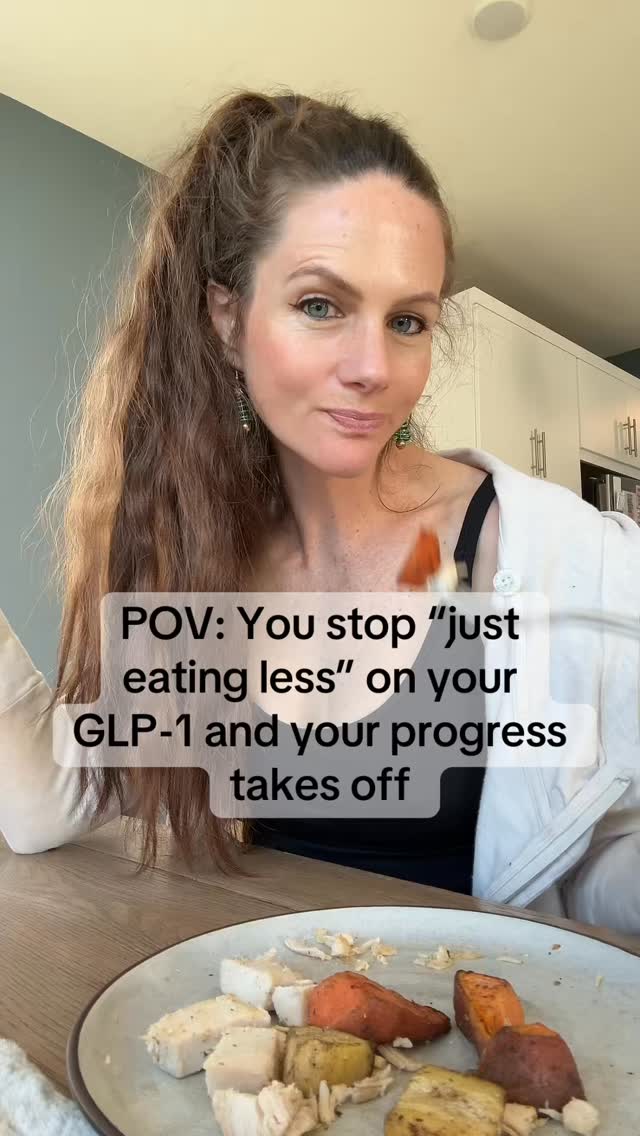 Because fat loss on GLP-1s isn’t about how little you can eat — it’s about how well you support your body while you’re eating less.
Here are five nutrition principles that actually support steady progress on GLP-1s — beyond just eating less:
1. Protein does more than keep you full
Protein isn’t only about muscle or appetite control. It also requires more work for your body to digest compared to carbs and fat. That extra effort matters when you’re aiming for consistent fat loss, especially when intake is naturally lower on GLP-1s.
2. Fiber is a missing piece for many people
If protein feels solid but progress has slowed, fiber intake is often the gap. Higher-fiber foods tend to deliver more nutrients per calorie, support digestion, and help regulate gut function — something many people struggle with once they start GLP-1 medications.
3. Simple meals are not a failure — they’re a strategy
Low appetite often means food doesn’t sound exciting anyway. Leaning into simple, repeatable meals removes decision fatigue and makes it easier to meet your nutrition needs without overthinking every bite.
4. Build a short list of reliable meals
Have a handful of meals you can default to when nothing sounds good or the day gets busy. Keeping these foods stocked gives you a safety net so you’re not skipping meals or grazing aimlessly.
5. Adjust intake across the week instead of forcing consistency daily
Hunger often fluctuates throughout the shot cycle. Some days appetite is low; other days it’s stronger. Rather than fighting that, adjust protein and overall intake to match those patterns. One lighter day won’t derail progress — what matters is the weekly picture.
The medication helps — but your habits are what make results sustainable.
If you want the results that come from more than “just eating less” comment “Guide” and I’ll send you my free Starter Guide to Thriving on GLP-1s.
GLP-1 nutrition | fat loss support | protein strategy | fiber intake | low appetite eating | metabolism support | muscle preservation | sustainable weight loss | GLP-1 habits | eating less isn’t enough