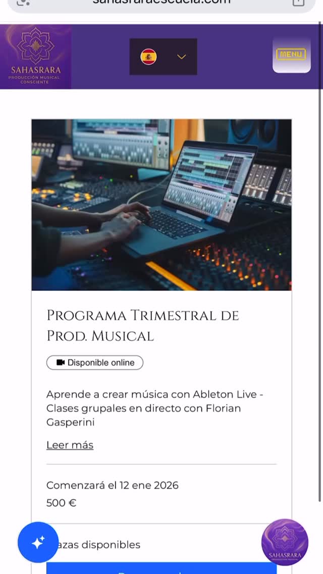 Ya están abiertas las inscripciones al Programa Trimestral de Ableton Live con Florian Gasperini.
Un proceso creativo de tres meses con clases grupales en directo por Zoom, donde aprenderás produciendo y desarrollando tu propio lenguaje musical acompañado paso a paso.
Inicio 15 de enero · Plazas limitadas
Reserva tu plaza en la web
🔗 https://www.sahasraraescuela.com/book-online
Produce desde el alma 🤍🤲✨