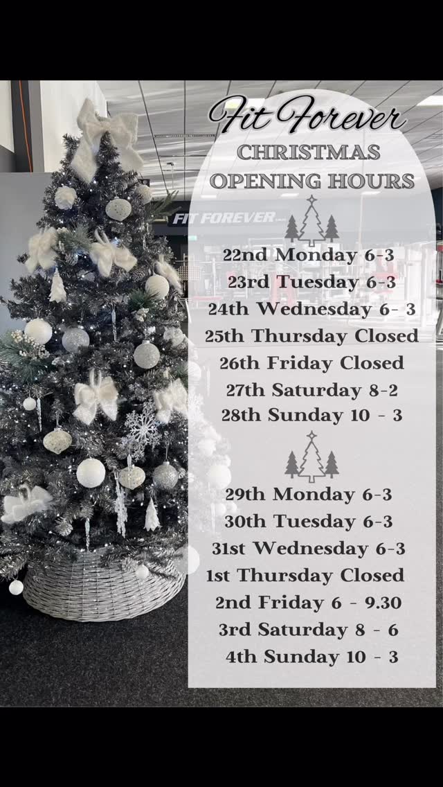 Here are our Christmas opening hours to keep you moving this festive season! 🎄🏋️♂️
Wishing our Fit Forever Family a warm and joyful holiday season ✨💛
Save this post to plan your gym sessions,let’s finish this year STRONG!🎄🔥
#Christmas #giftvoucher #cavan