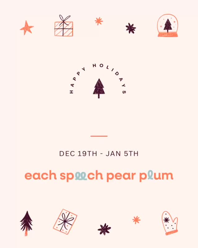 A gentle reminder that Each Speech Pear Plum is now closed for a short break 🤍
Thank you for trusting us with your children, your families, and your stories this year.
A huge thank you to our incredible team — Alex, Bonnie, and Annie — for the care, dedication, and heart you bring to our work every day.
We’ll be back soon — recharged and ready to keep growing together
🍑🍐🐝
