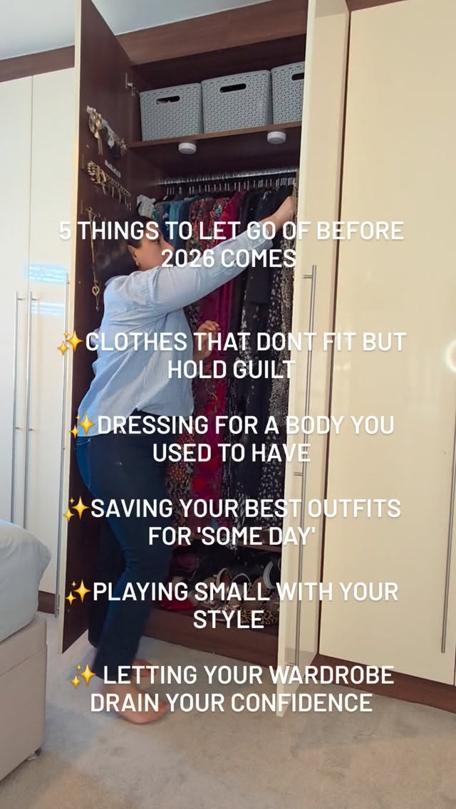 5 things to let go of before 2026 comes…
✨️ Clothes that don’t fit but hold guilt.
✨️ Dressing for a body you used to have.
✨️ Playing small with your style.
✨️ Saving your best outfits for “someday”.
✨️ Letting your wardrobe drain your confidence.
2026 isn’t about changing your body, it’s about changing how you show up. The right wardrobe should support the woman you are now: busy, capable, accomplished and deserving of feeling confident every single day.
If you’re ready to stop overthinking outfits and start dressing with ease, intention and confidence, this is your sign.
✨ Book my personal styling services and let’s build a wardrobe that works for your lifestyle, your shape and your goals.
DM me “STYLE” or email me hello@jaschama.com
Personal stylist Essex and London. Wardrobe edits, personal shopping, style confidence for busy professional women.
This is for women who are done hiding, done waiting, and ready to step into 2026 feeling aligned and put-together.
--------
Personal stylist Essex personal stylist London style confidence for women wardrobe confidence for professionals curvy style expert over 40 style busy professional women personal shopping service wardrobe edit stylist style transformation service