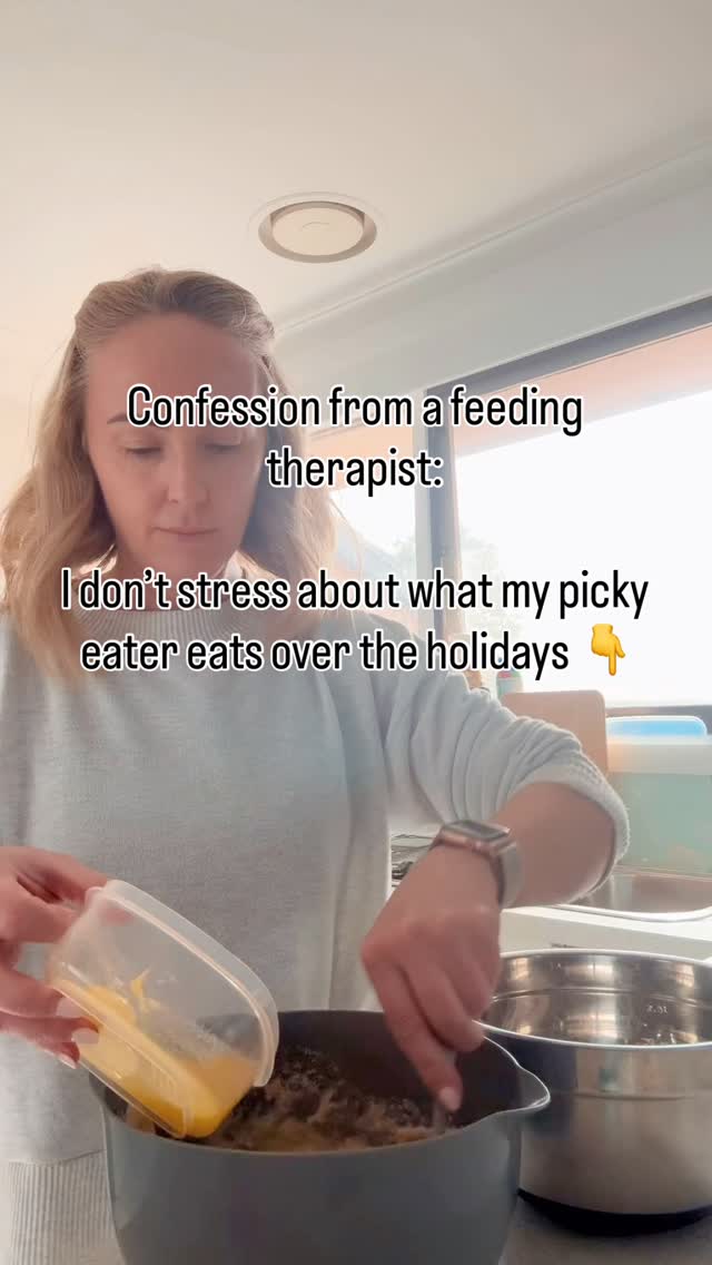 As a paediatric feeding therapist, I want parents to hear this loud and clear:
👉 A few days of ‘imperfect eating’ will NOT undo your child’s progress.
Holidays are different — routines change, environments are louder, foods look unfamiliar. For picky eaters, that’s a lot.
Here’s what I do focus on instead 👇
➡️ I pack preferred foods so my child knows there’s something safe to eat
➡️ I aim for balance where possible (protein + carbs + some fruit/veg — no perfection)
➡️ I remove pressure — no “just one bite” or bargaining
➡️ I use holiday foods as exposure opportunities, not expectations
👉 Smelling, touching, serving, or helping prepare counts
👉 Trying only happens if my child feels ready
When kids feel safe, fed, and supported — that’s when confidence grows.
Not from forcing them through a festive plate they’re not ready for. 💛
#pickyeating #mealtimesolutions #feedingpickyeaters #pickyeatingtips #fussyeaters