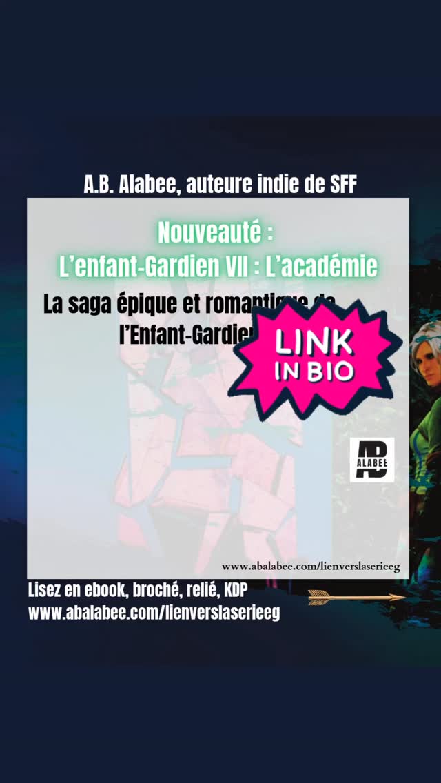 La saga légendaire de l’Enfant-Gardien par A.B. Alabee
Tous les Granitiens connaissent la prophétie de l’Enfant-Gardien, car sa venue annonce le
retour des guerriers pourpres. Cependant, peu de gens connaissent le présage du roi
d’Alganon : sous le règne de Lasaky, la jeunesse de l’Enfant-Gardien ne se flétrira pas. En
revanche, la Gardienne a toujours su que l’un de ses enfants devra accepter cette destinée.
En quittant la 3e dimension, les Ancilians ont créé un univers. Afin d’éviter les erreurs du passé, ils ont élu un
Bâtisseur pour chacune des 7 planètes sur lesquelles ils ont implanté des êtres humains. Bharmana protège Granita
qui est l’un des rares noyaux spatio-temporels. Son jumeau Nomaas voudrait bien s’en emparer. En désignant
l’Enfant-Gardien, Bharmana a déclenché une réaction en chaîne qui conduira à la guerre.
Découvrez comment la prophétie se réalise, ou lisez suite de la saga légendaire de l’Enfant-
Gardien : L’académie. Link in bio (hopp.bio/ab-alabee)
www.abalabee.com/lienverslaserieeg
#abalabee #auteuindépendant #sciencefantasy #nouveautéroman #destindefemme