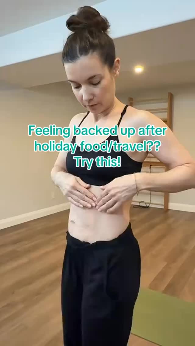 Holiday meals are delicious yet often a little lacking in fibre 😆
And if you’ve traveled on top of that, sometimes your system could use a little extra help.
This is a simple, accessible exercise that can aid in moving things along- give it a try!